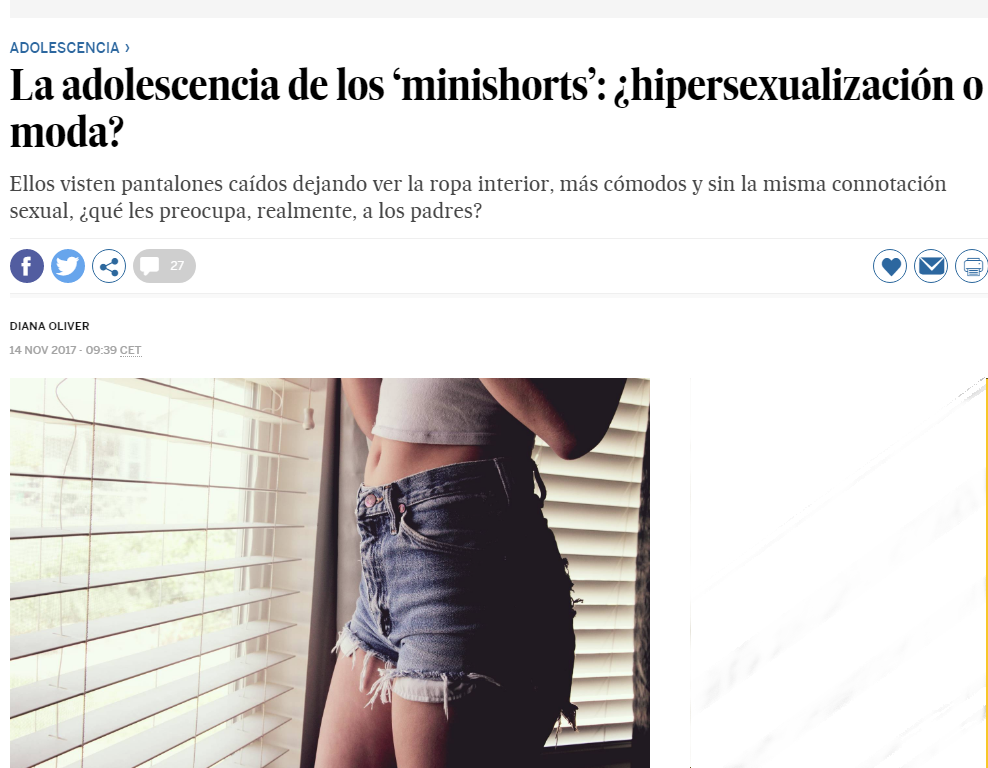 14 11 2017 El País La Adolescencia De Los ‘minishorts